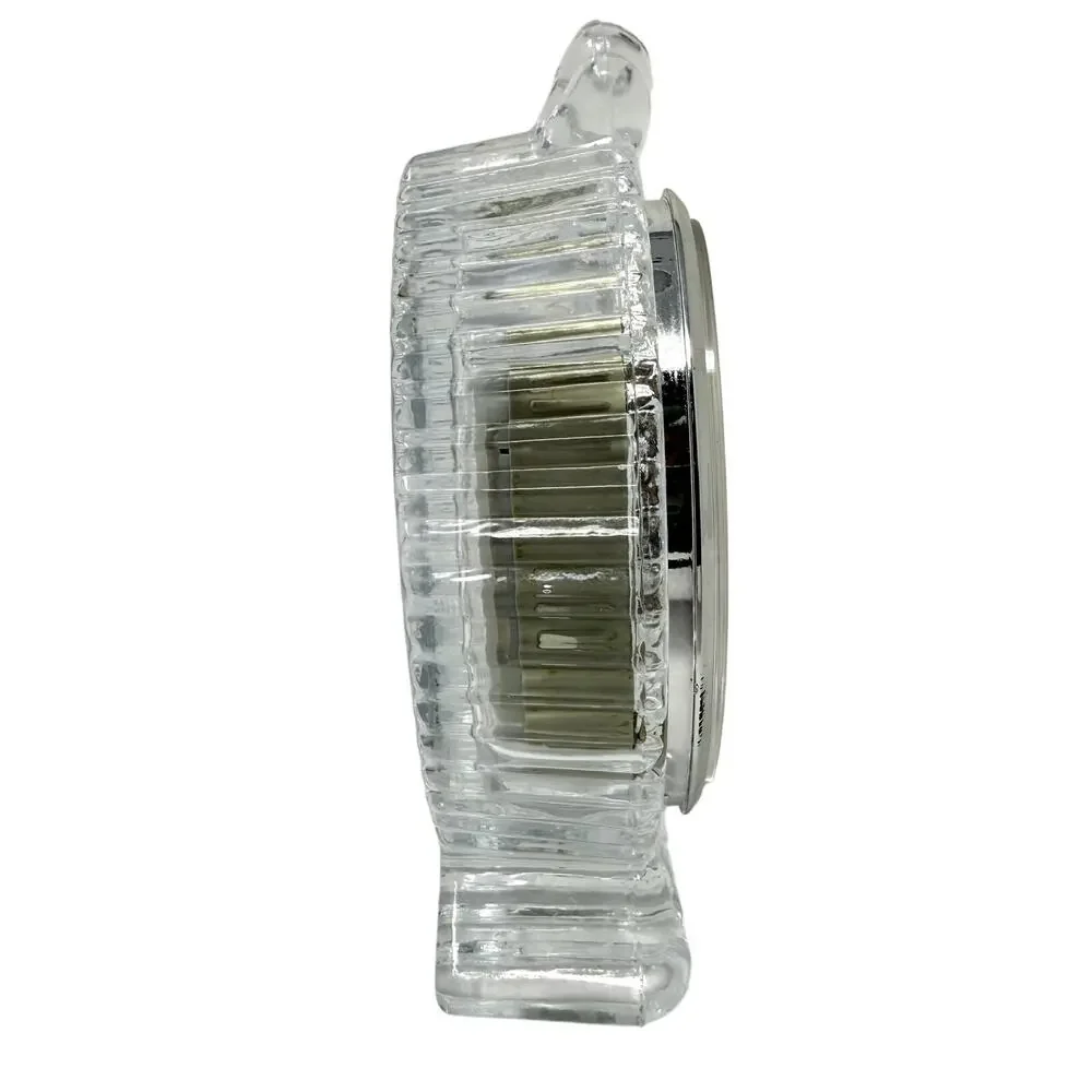 Vintage Crystal Clear 24% Lead Crystal Quartz Mantel Clock Taiwan Luxury Decor